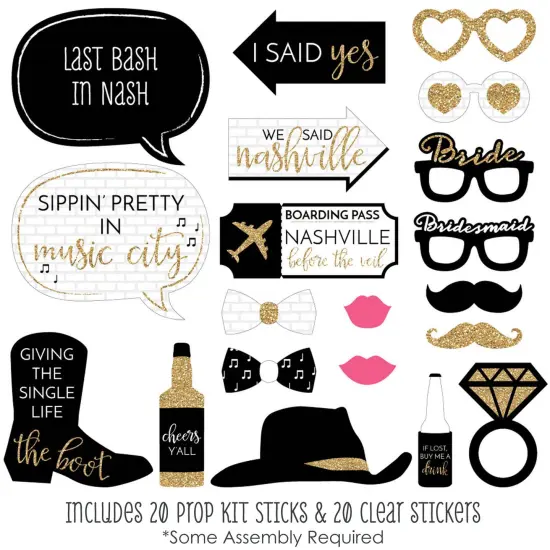 Big Dot of Happiness Nash Bash - Nashville Bachelorette Party Photo Booth Props Kit - 20 Count {3}