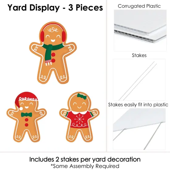 Big Dot of Happiness Gingerbread Christmas - Outdoor Lawn Sign Decorations with Stakes - Gingerbread Man Holiday Party Yard Display - 3 Pieces {6}