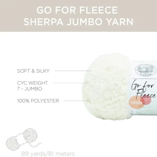 (Pack of 3) Lion Brand Go For Fleece Sherpa Yarn-Cream {3}