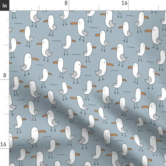 Various Fabrics by the Yard or Fat Quarter Seagulls Ocean Kids Summer Blue Orange Gray Birds Water Custom Printed Fabric by Spoonflower {2}