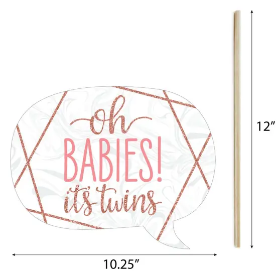Big Dot of Happiness It's Twin Girls - Pink and Rose Gold Twins Baby Shower Photo Booth Props Kit - 20 Count {7}