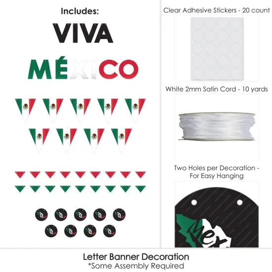 Big Dot of Happiness Viva Mexico - Mexican Independence Day Party Letter Banner Decoration - 36 Banner Cutouts and Viva Mexico Banner Letters {6}
