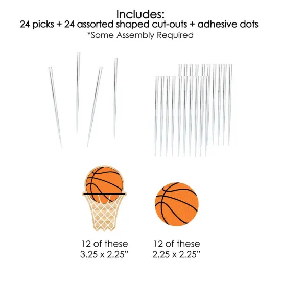 Big Dot of Happiness Nothin' but Net - Basketball - Dessert Cupcake Toppers - Baby Shower or Birthday Party Clear Treat Picks - Set of 24 {7}