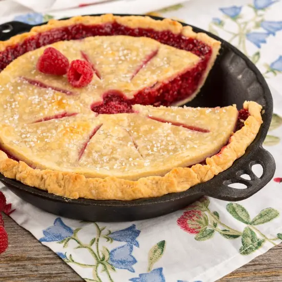 Lehman's Extra Deep Pie Pan, Pre-Seasoned Cast Iron Bakeware with Crimped Edges and Handles, 10.25 inches {6}