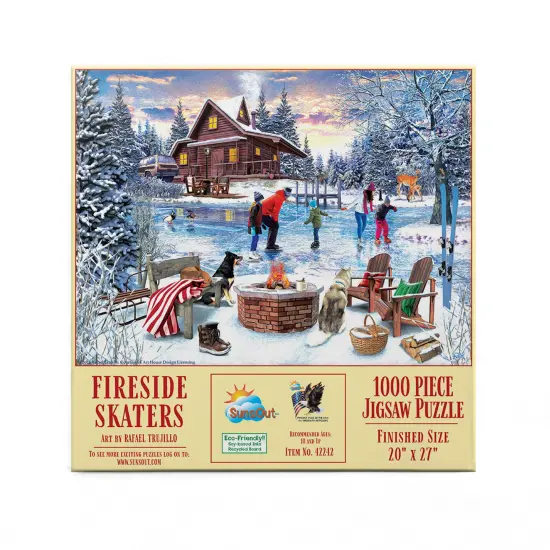 Sunsout Fireside Skaters 1000 pc Christmas Jigsaw Puzzle 42242 {4}
