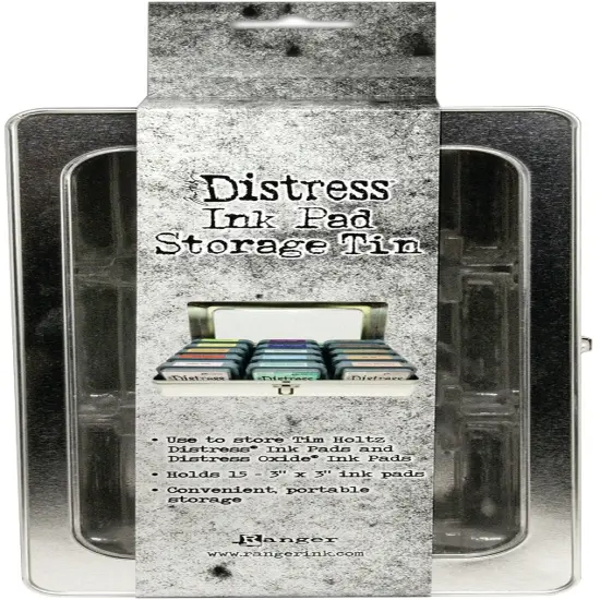 Tim Holtz Distress Ink Pad Tin-Holds 15 - 3"X3" Ink Pads {1}