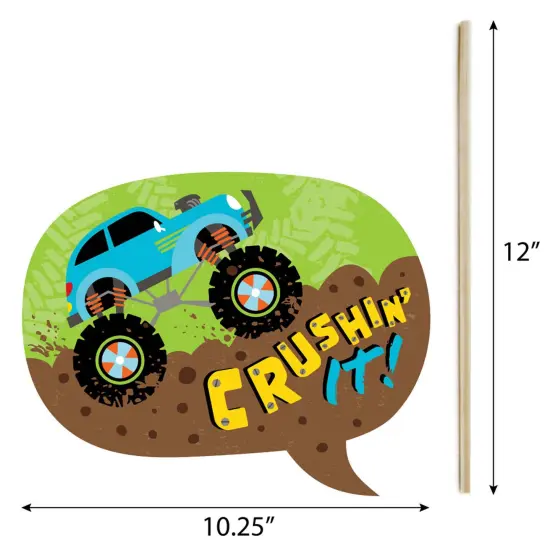 Big Dot of Happiness Smash and Crash - Monster Truck - Boy Birthday Party Photo Booth Props Kit - 20 Count {7}