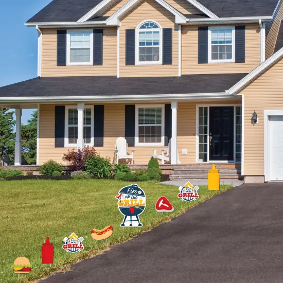 Big Dot of Happiness Fire Up the Grill - Yard Sign and Outdoor Lawn Decorations - Summer BBQ Picnic Party Yard Signs - Set of 8 {3}