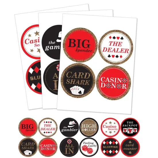 Big Dot of Happiness Las Vegas - Casino Party Funny Name Tags - Party Badges Sticker Set of 12 {3}