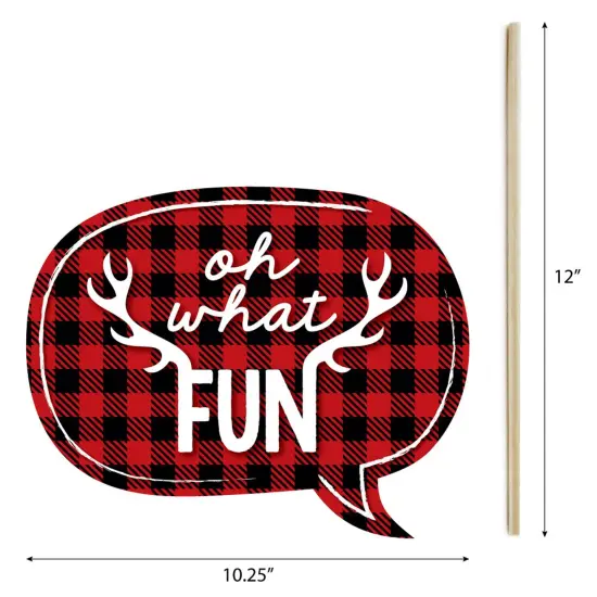 Big Dot of Happiness Prancing Plaid Holiday - Buffalo Plaid Christmas Photo Booth Props Kit - 20 Count {7}