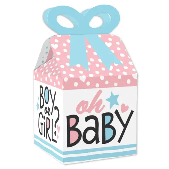 Big Dot of Happiness Baby Gender Reveal - Square Favor Gift Boxes - Team Boy or Girl Party Bow Boxes - Set of 12 {1}