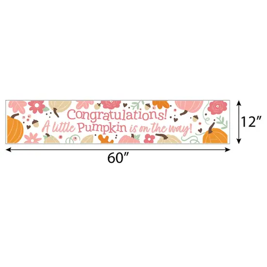 Big Dot of Happiness Girl Little Pumpkin - Fall Baby Shower Decorations Party Banner {3}