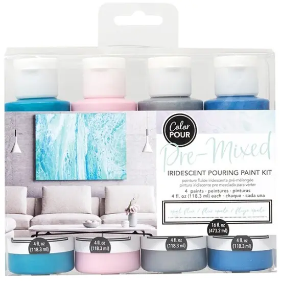 American Crafts Color Pour Pre-Mixed Paint Kit 4/Pkg-Opal Flux {1}
