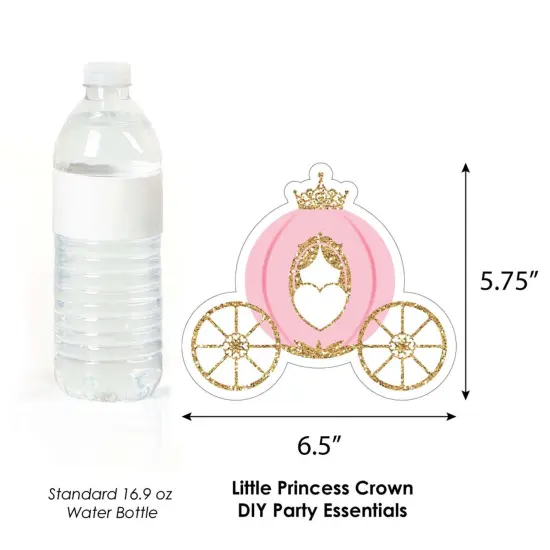 Big Dot of Happiness Little Princess Crown - Tiara & Carriage Decorations DIY Pink and Gold Baby Shower or Birthday Party Essentials - Set of 20 {6}