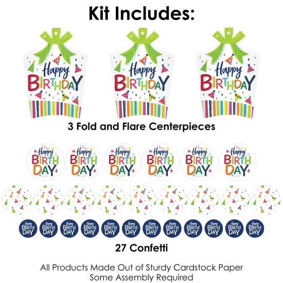 Big Dot of Happiness Cheerful Happy Birthday - Colorful Birthday Party Decor and Confetti - Terrific Table Centerpiece Kit - Set of 30 {4}