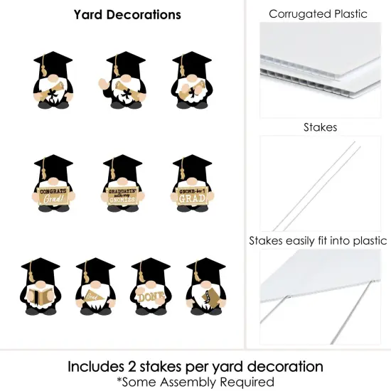 Big Dot of Happiness Grad Gnomes Lawn Decorations - 10 Piece {7}