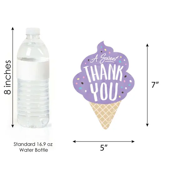 Big Dot of Happiness Scoop Up the Fun - Ice Cream - Shaped Thank You Cards - Sprinkles Party Thank You Note Cards with Envelopes - Set of 12 {7}