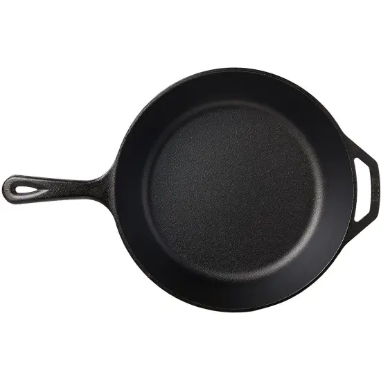 Lodge Pre-Seasoned Cast Deep Skillet with Iron Cover and Assist Handle, 5 Quart, Black {5}