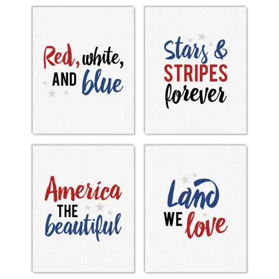 Big Dot of Happiness Stars & Stripes - Unframed Patriotic Linen Paper Wall Art - Set of 4 - Artisms - 8 x 10 inches {1}