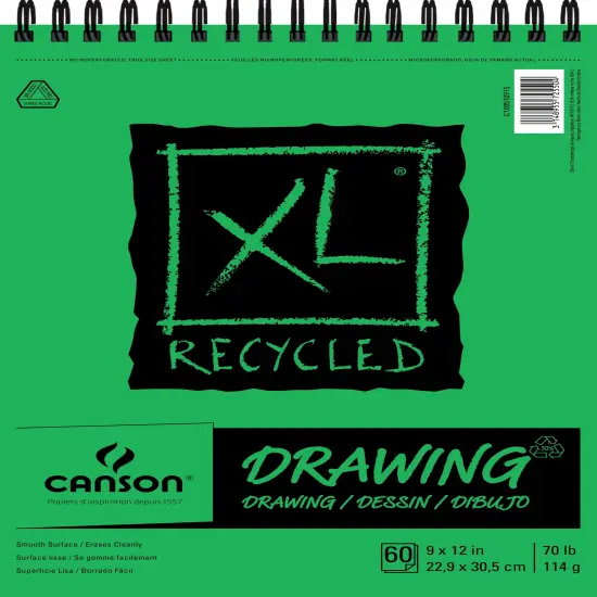 Canson XL Recycled Spiral Drawing Paper Pad 9"X12"-60 Sheets {1}