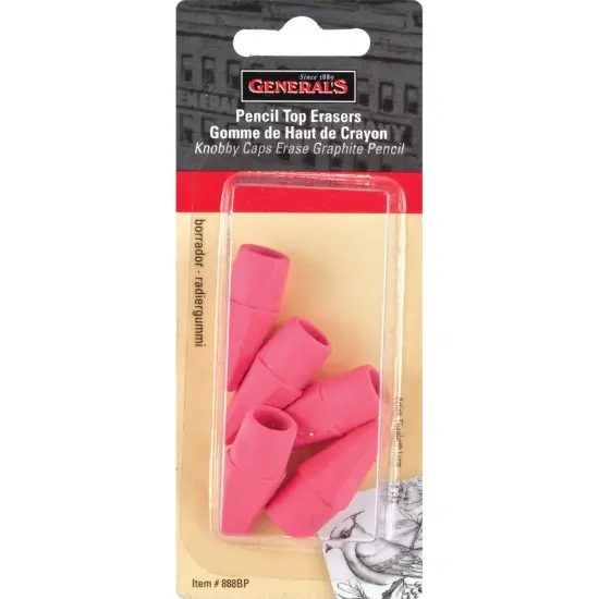 General's Pencil Top Eraser 5/Pkg-Pink {1}