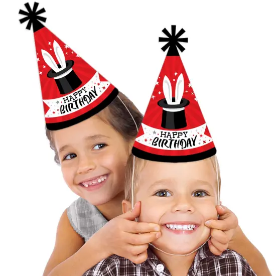 Big Dot of Happiness Ta-Da, Magic Show - Cone Happy Birthday Party Hats for Kids and Adults - Set of 8 (Standard Size) {3}