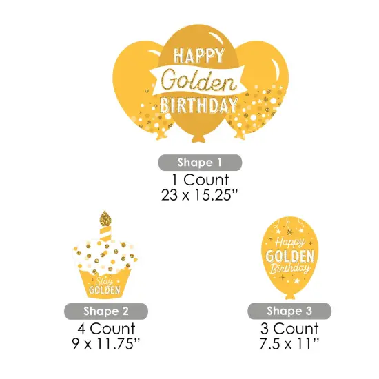 Big Dot of Happiness Golden Birthday - Yard Sign and Outdoor Lawn Decorations - Happy Birthday Party Yard Signs - Set of 8 {7}