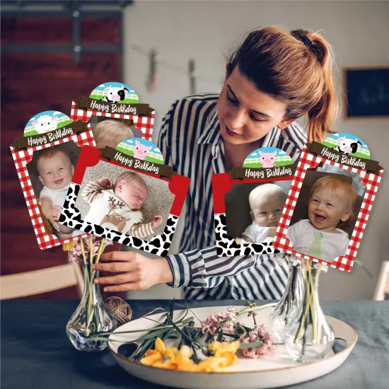 Big Dot of Happiness Farm Animals - Barnyard Birthday Party Picture Centerpiece Sticks - Photo Table Toppers - 15 Pieces {3}
