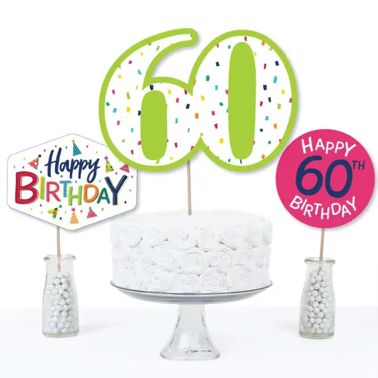 Big Dot of Happiness 60th Birthday - Cheerful Happy Birthday - Colorful Sixtieth Birthday Party Centerpiece Sticks - Table Toppers - Set of 15 {4}