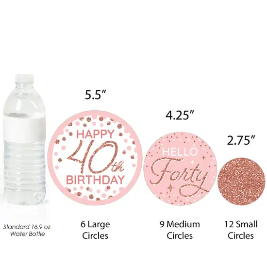 Big Dot of Happiness 40th Pink Rose Gold Birthday - Happy Birthday Party Giant Circle Confetti - Party Decorations - Large Confetti 27 Count {4}