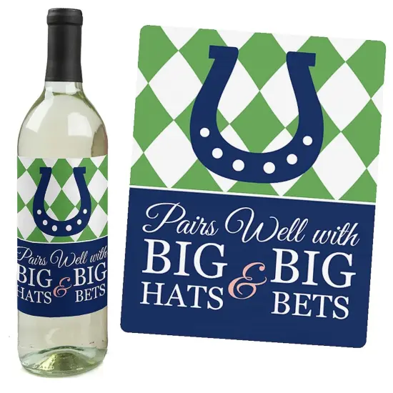 Big Dot of Happiness Kentucky Horse Derby - Horse Race Party Decorations for Women and Men - Wine Bottle Label Stickers - Set of 4 {6}
