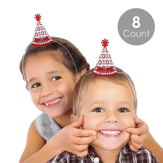 Big Dot of Happiness Conversation Hearts - Mini Cone Valentine's Day Party Hats - Small Little Party Hats - Set of 8 {3}