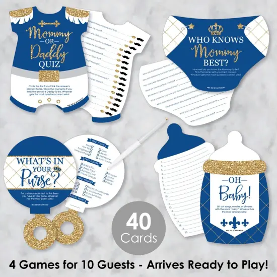 Big Dot of Happiness Royal Prince Charming - 4 Baby Shower Games - 10 Cards Each - Gamerific Bundle {3}