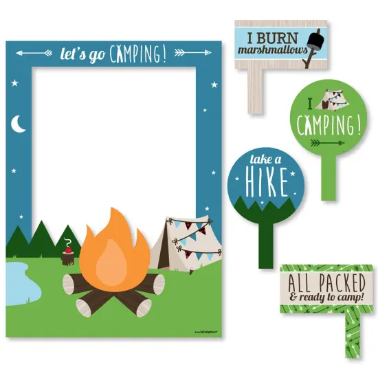 Big Dot of Happiness Happy Camper - Camping Baby Shower or Birthday Party Selfie Photo Booth Picture Frame & Props - Printed on Sturdy Material {7}