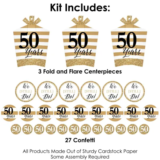 Big Dot of Happiness We Still Do - 50th Wedding Anniversary - Anniversary Party Decor and Confetti - Terrific Table Centerpiece Kit - Set of 30 {4}