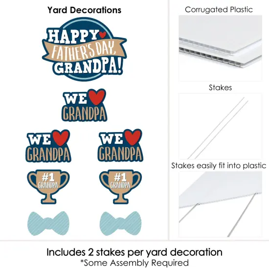 Big Dot of Happiness Grandpa, Happy Father's Day - Yard Sign and Outdoor Lawn Decorations - We Love Grandfather Yard Signs - Set of 8 {6}