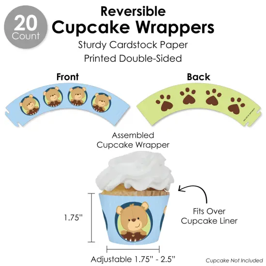 Big Dot of Happiness Baby Boy Teddy Bear - Baby Shower Favors and Cupcake Kit - Fabulous Favor Party Pack - 100 Pieces {6}