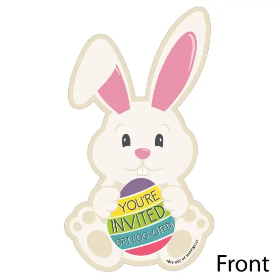Big Dot of Happiness Hippity Hoppity - Shaped Fill-in Invitations - Easter Bunny Party Invitation Cards with Envelopes - Set of 12 {3}