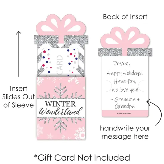 Big Dot of Happiness Pink Winter Wonderland - Holiday Snowflake Party & Baby Shower Money and Gift Card Sleeves - Nifty Gifty Card Holders - Set of 8 {7}