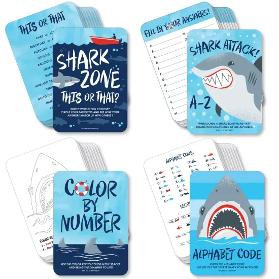 Big Dot of Happiness Shark Zone - 4 Jawsome Shark Party or Birthday Party Games - 10 Cards Each - Gamerific Bundle {1}