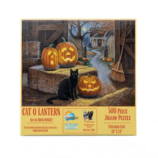 Sunsout Cat o Lantern 500 pc Halloween Jigsaw Puzzle 51101 {4}