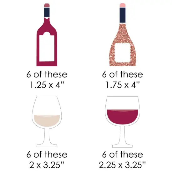 Big Dot of Happiness But First, Wine - DIY Shaped Wine Tasting Party Cut-Outs - 24 Count {3}