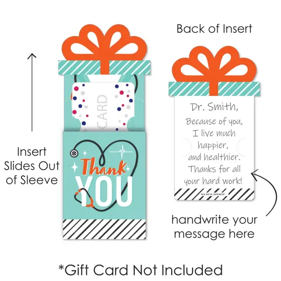 Big Dot of Happiness Thank You Doctors - Doctor Appreciation Week Money and Gift Card Sleeves - Nifty Gifty Card Holders - Set of 8 {7}