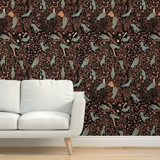 Peel & Stick Wallpaper 2FT Wide Spooky Gothic Halloween Creepy Fairytale Witchy Botanical Custom Removable Wallpaper by Spoonflower {5}