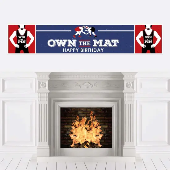 Big Dot of Happiness Own the Mat - Wrestling - Happy Birthday Decorations Party Banner {1}