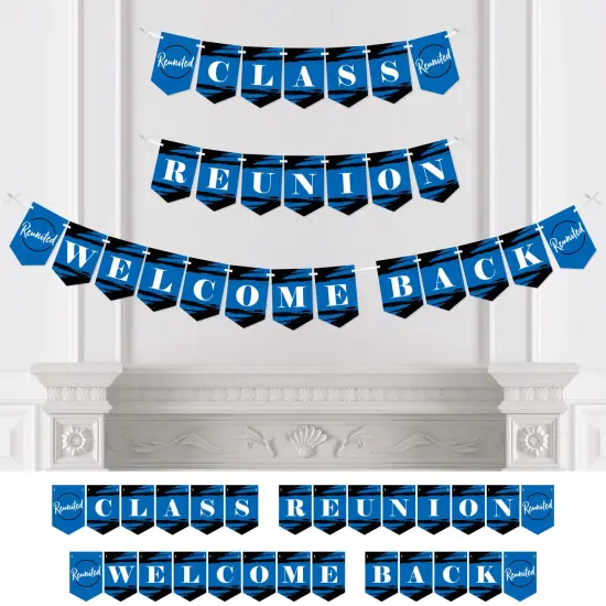 Big Dot of Happiness Reunited Blue - Royal Blue School Class Reunion Party Bunting Banner - Party Decorations - Class Reunion Welcome Back {1}