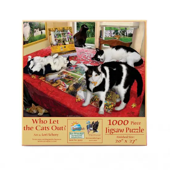 Sunsout Who let the Cats Out 1000 pc Jigsaw Puzzle 35151 {4}