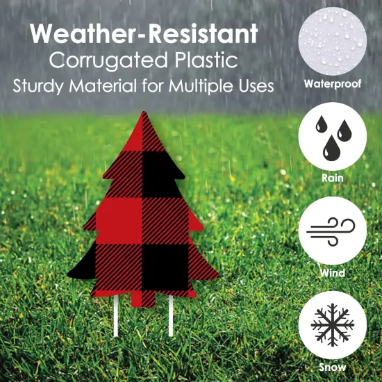 Big Dot of Happiness Holiday Plaid Trees - Yard Sign and Outdoor Lawn Decorations - Buffalo Plaid Christmas Party Yard Signs - Set of 8 {4}