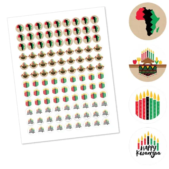 Big Dot of Happiness Happy Kwanzaa - Holiday Party Round Candy Sticker Favors - Labels Fits Chocolate Candy (1 sheet of 108) {3}