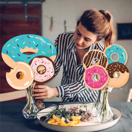 Big Dot of Happiness Donut Worry, Let's Party - Doughnut Party Centerpiece Sticks - Showstopper Table Toppers - 35 Pieces {4}
